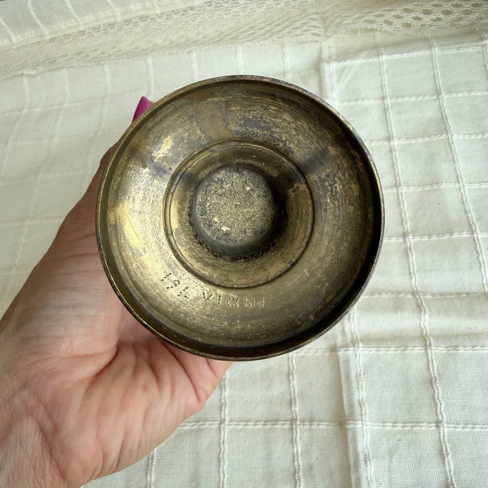 Vintage Hand Etched Brass Bud Vase Made in India Floral Pattern 7.5 Inch Gold